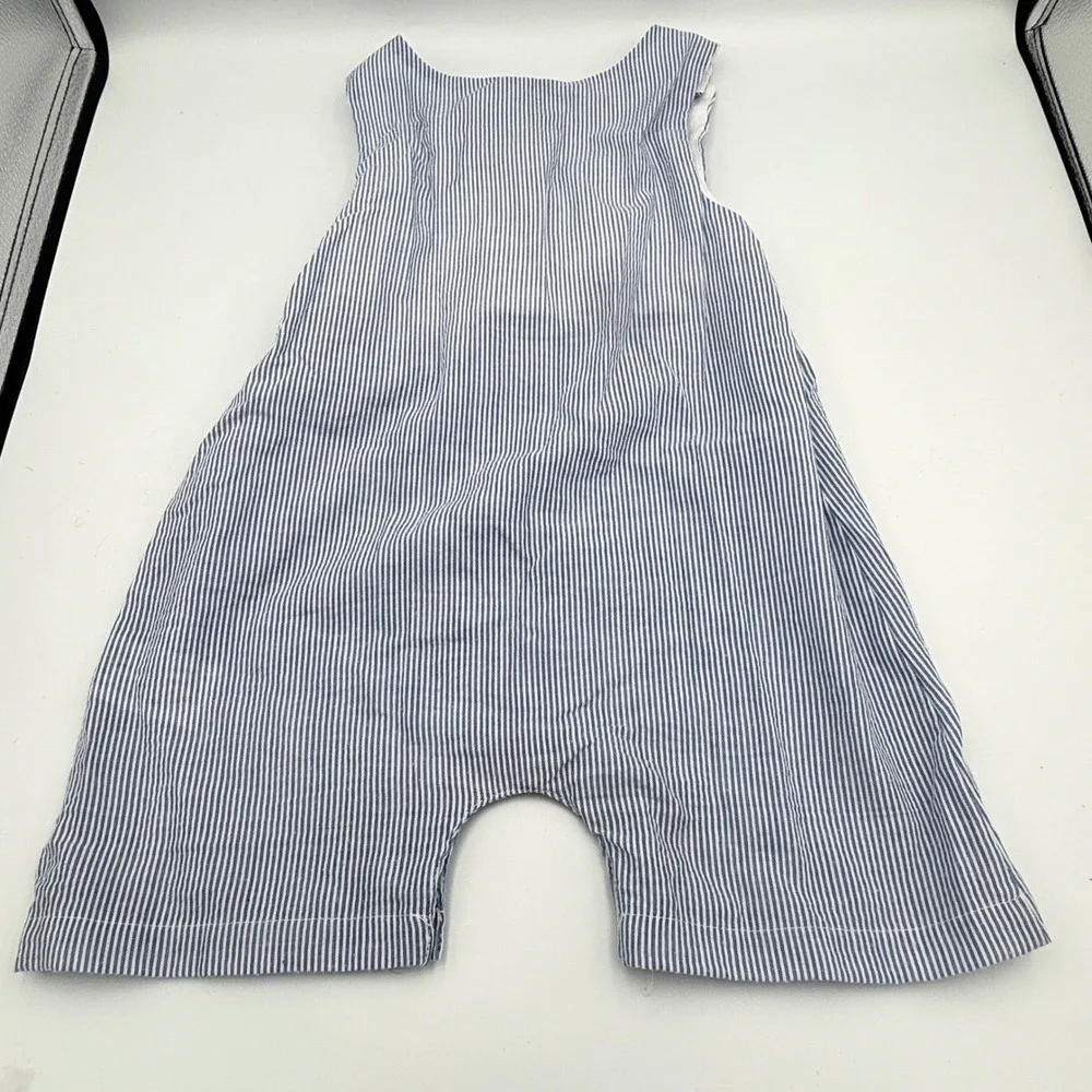 Lil Cactus Baby Smocked American Flag Seersucker Romper Blue White 18-24M